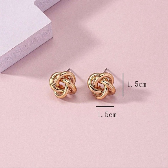 Gold Knot Earrings - Picture 4 of 4